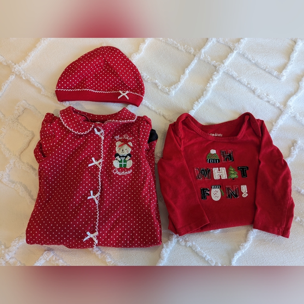 My First Christmas outfits (2). Size 6 Months.